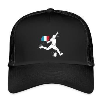 Fußball Spieler Explosion Frankreich EM 2024 - Kinder Trucker-Cap - Schwarz/Schwarz - Vorne