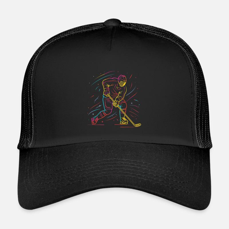 Eishockeyspieler Line Art - Kinder Trucker-Cap - Schwarz/Schwarz