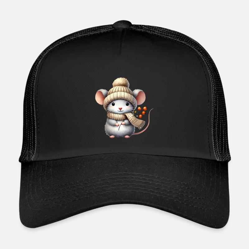 Adorable mouse with a warm knitted hat Kids’ Trucker Cap