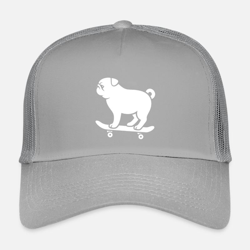 Minimalistischer Mops Skateboarder Katze Kinder Trucker-Cap