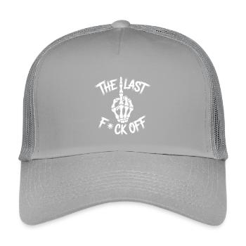 My Last F*ck Off – Skelett-Mittelfinger Design - Kinder Trucker-Cap - Hellgrau - Vorne