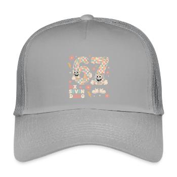 Lustige Disco Ball Retro Party Geschenk Six Seven - Kinder Trucker-Cap - Hellgrau - Vorne