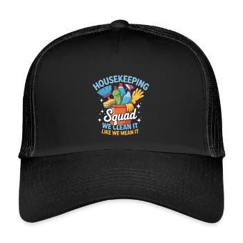 Lustiges Putzen Design - Kinder Trucker-Cap - Schwarz/Schwarz - Vorne