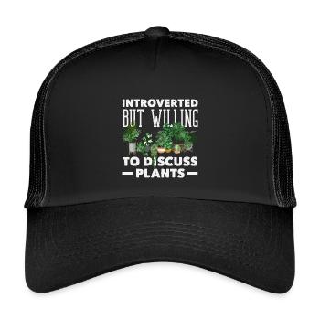 Introvert Discuss Plants Funny - Kids’ Trucker Cap - black/black - Front