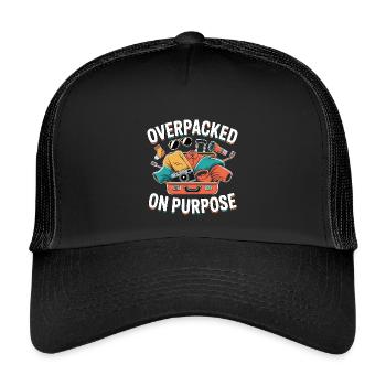Best backpacker quote: Men and women pack - Kids’ Trucker Cap - black/black - Front