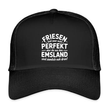 Friesen Emsland Friesland Sprüche Geschenk - Kinder Trucker-Cap - Schwarz/Schwarz - Vorne
