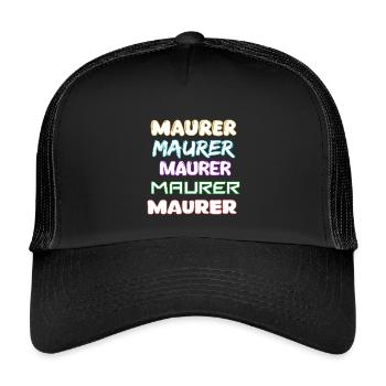 Beruf Maurer - Kinder Trucker-Cap - Schwarz/Schwarz - Vorne