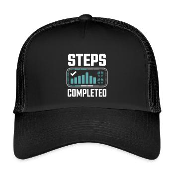Steps Completed 10000 Schritte - Kinder Trucker-Cap - Schwarz/Schwarz - Vorne