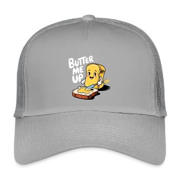 Toast de dessin animé Butter Me Up drôle - Casquette trucker enfant - gris clair - Devant
