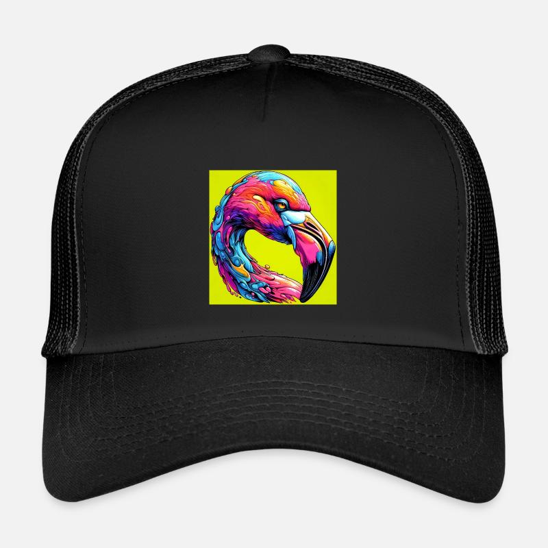 Flamingo - Kinder Trucker-Cap - Schwarz/Schwarz