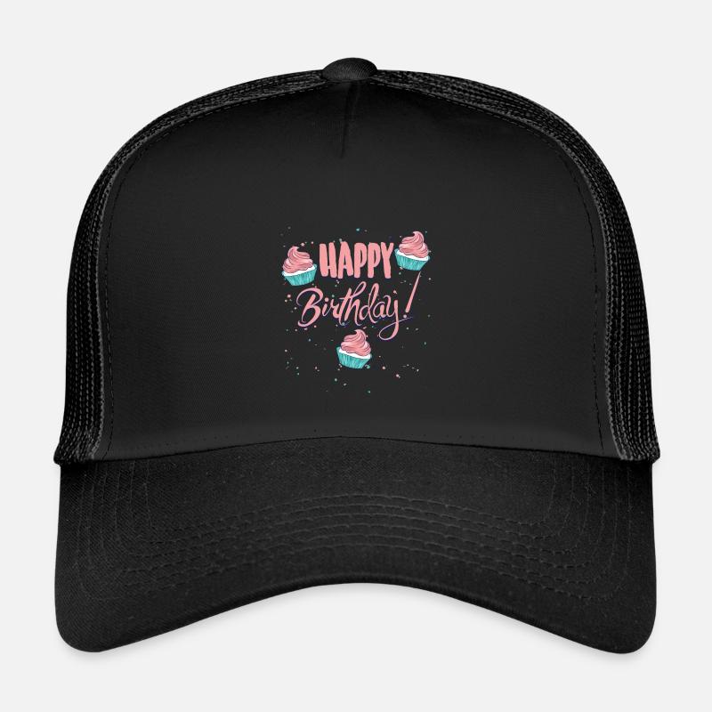 Happy Birthday mit Cupcakes - Kinder Trucker-Cap - Schwarz/Schwarz