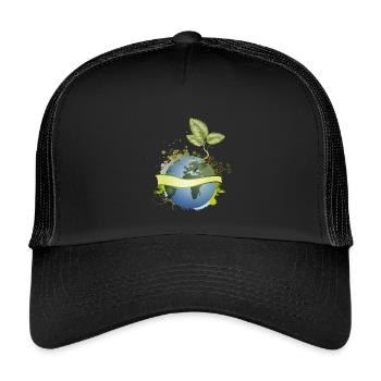 in the earth unfolds with banner - Kids’ Trucker Cap - black/black - Front