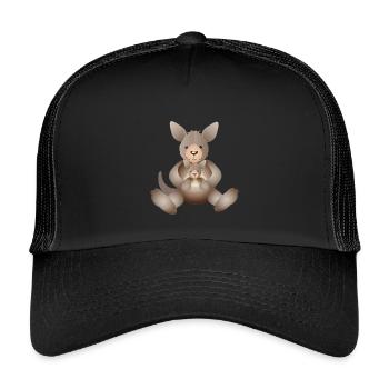 Känguru Mama mit kleinem zuckersüßen Nachwuchs - Kinder Trucker-Cap - Schwarz/Schwarz - Vorne