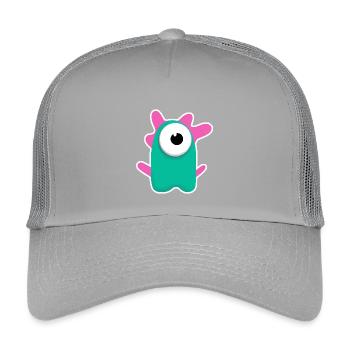Niedlicher türkisfarbener Zyklop | Lustiges pinkes Monster - Kinder Trucker-Cap - Hellgrau - Vorne