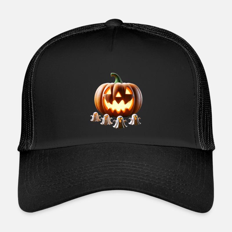 Halloween Pumpkin Ghosts - Kids’ Trucker Cap - black/black