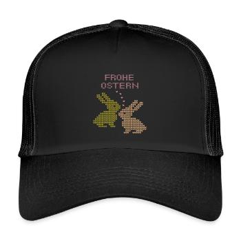 Frohe Ostern - Kinder Trucker-Cap - Schwarz/Schwarz - Vorne