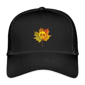 Skull and dead leaf - Kids’ Trucker Cap - black/black - Front