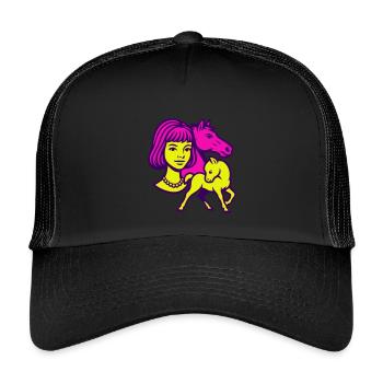 Pferdemädchen Pop-Art - Kinder Trucker-Cap - Schwarz/Schwarz - Vorne