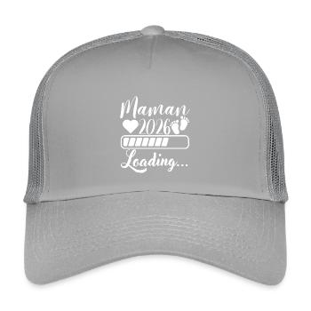 Mama 2026 Loading, werdende Mutter Schwangerschaft Geschenk - Kinder Trucker-Cap - Hellgrau - Vorne