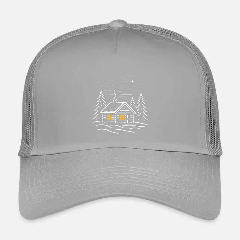 Illuminated snowy cabin with a tree Kids’ Trucker Cap