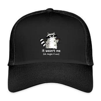 It Wasn’t Me Süßer Waschbär Spruch - Kinder Trucker-Cap - Schwarz/Schwarz - Vorne