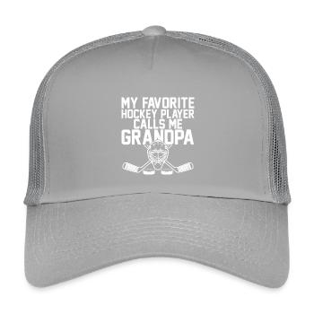 My Hockey Dad My Favourite Player Calls Me Coach - Kids’ Trucker Cap - light grey - Front
