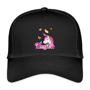 Emilia, nom de jeune fille, prénom préféré - Casquette trucker enfant - noir/noir - Devant