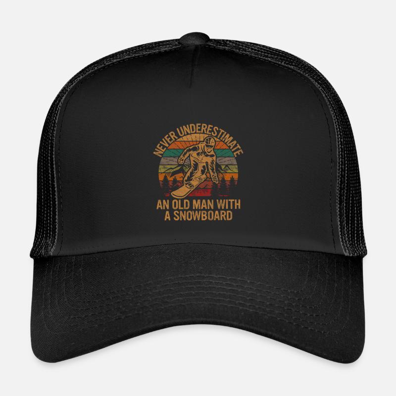 Never Underestimate An Old Man With A Snowboard - Kids’ Trucker Cap - black/black
