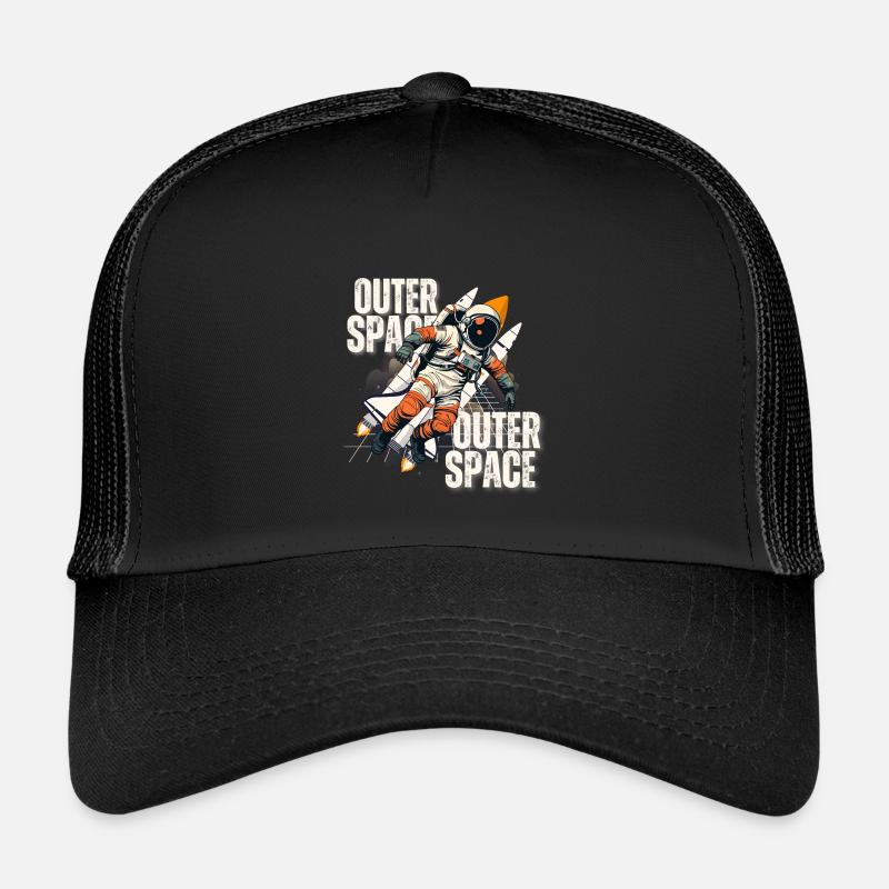 Astronaut in rocket jump - Kids’ Trucker Cap - black/black
