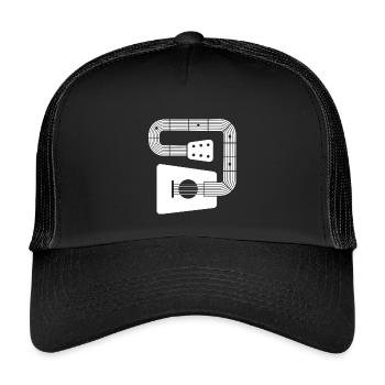 abstrakte Gitarre - Kinder Trucker-Cap - Schwarz/Schwarz - Vorne