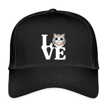 J’ADORE Chat Amoureux Chat Drôle - Casquette trucker enfant - noir/noir - Devant