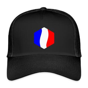 Abstract Tricolor Blue White Red Curved - Kids’ Trucker Cap - black/black - Front