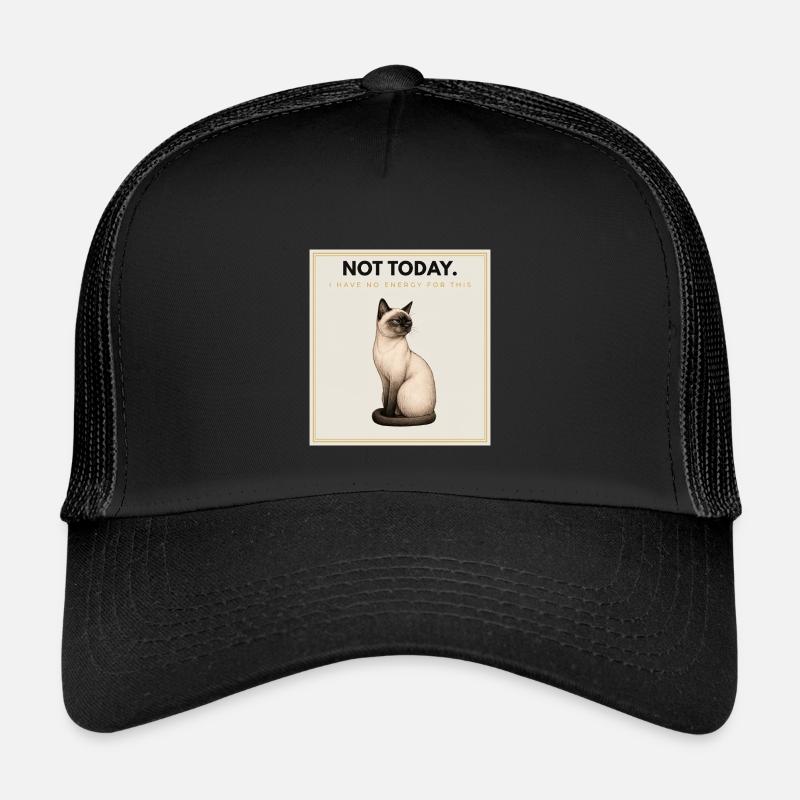 NOT TODAY. Noble Cat Introvert Meme Design - Kids’ Trucker Cap - black/black
