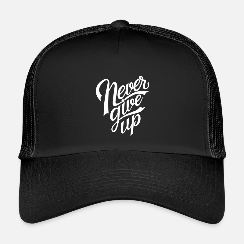 Never Give Up - Kinder Trucker-Cap - Schwarz/Schwarz