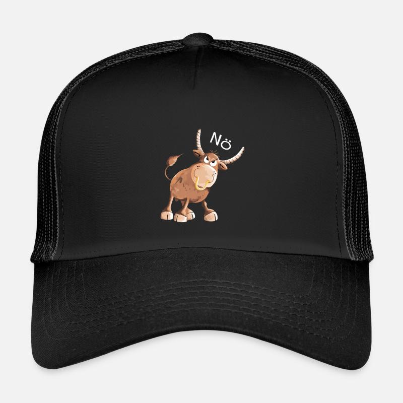Nö Stier - Bulle- Kuh - Comic - Nein - Fun - Kinder Trucker-Cap - Schwarz/Schwarz