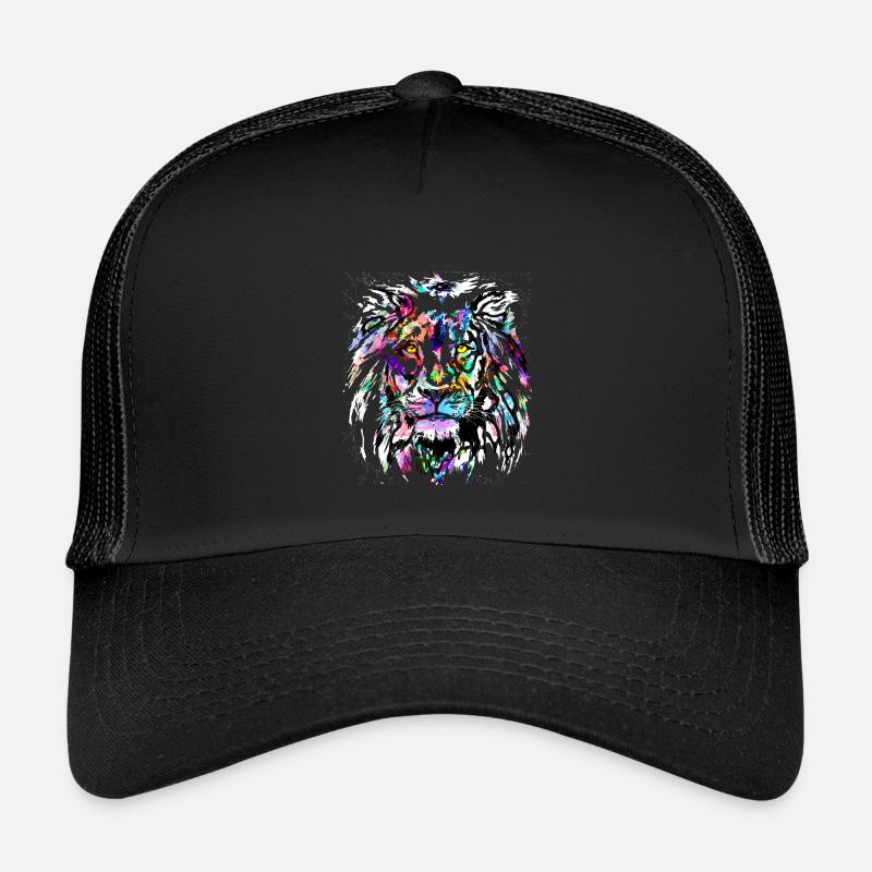Bunter Farbenfroher Löwenkopf - Sternzeichen Löwe Kinder Trucker-Cap