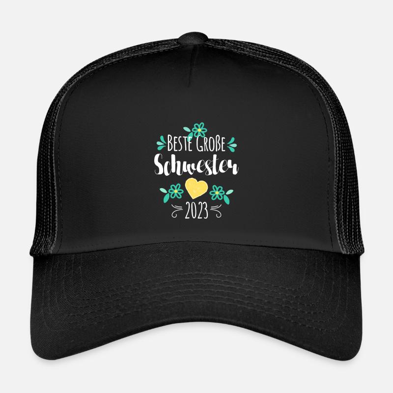 Beste Große Schwester 2023 - Kinder Trucker-Cap - Schwarz/Schwarz