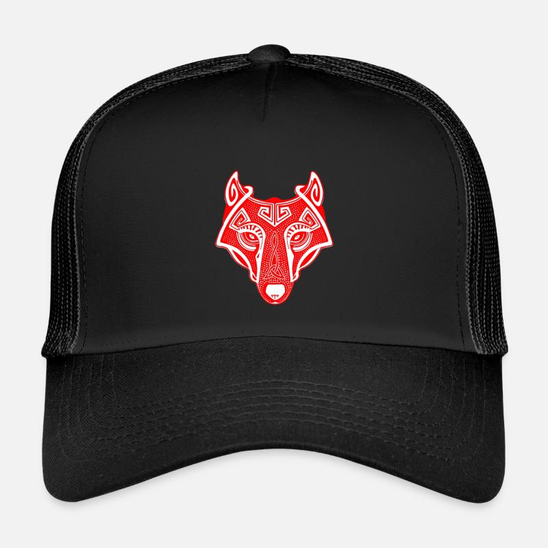 Wikingerwolf Fenrir walhalla rot weiß - Kinder Trucker-Cap - Schwarz/Schwarz