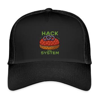 Hack the System – Mettbrötchen Shirt - Gourmett - Kinder Trucker-Cap - Schwarz/Schwarz - Vorne