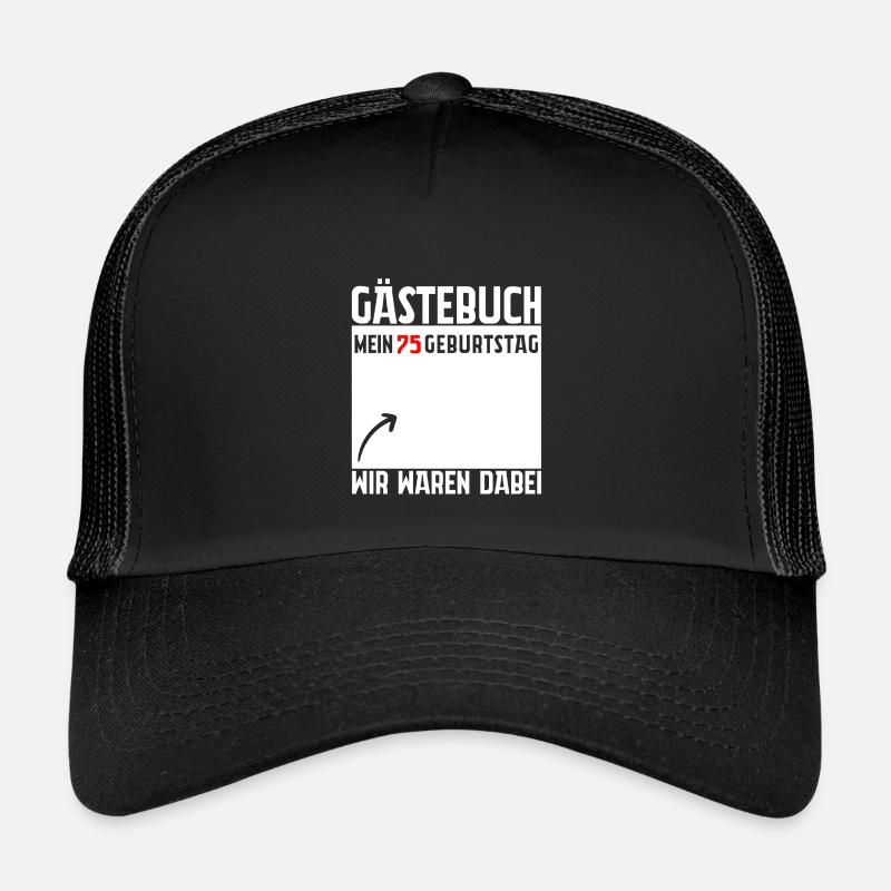 Gästebuch Mein 75. Geburtstag 75 Jahre Geschenk - Kinder Trucker-Cap - Schwarz/Schwarz