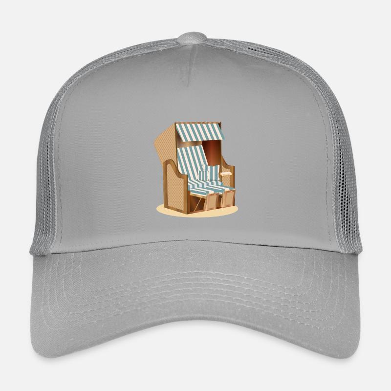 Illustration de chaise de plage nostalgie bleue et blanche Casquette trucker enfant