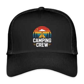 Sunset Camping Zelt Camping Crew - Kinder Trucker-Cap - Schwarz/Schwarz - Vorne