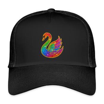 Regenbogen Glitzer Schwan Mutter - Kinder Trucker-Cap - Schwarz/Schwarz - Vorne