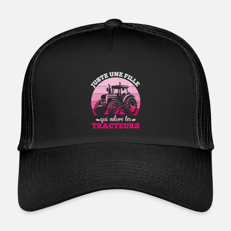 Nur ein Mädchen, das den Traktorhumor liebt - Kinder Trucker-Cap - Schwarz/Schwarz