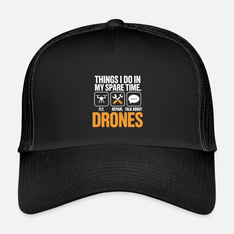 Drones : Discussion sur la réparation de mouches pendant le temps libre - Casquette trucker enfant - noir/noir