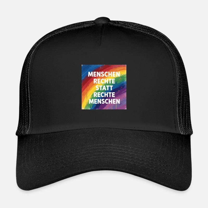 Buntes Menschenrechte statt rechte Menschen - Kinder Trucker-Cap - Schwarz/Schwarz