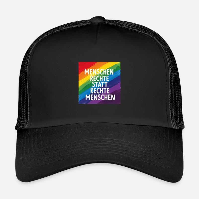 Menschenrechte statt rechte Menschen Regenbogen - Kinder Trucker-Cap - Schwarz/Schwarz