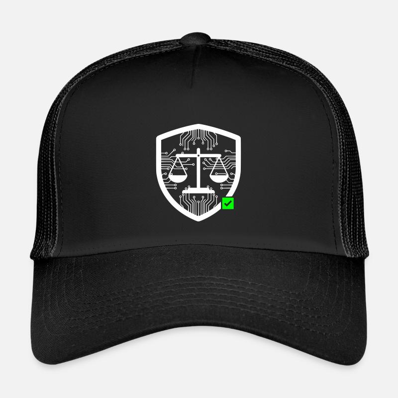 Cyber Security Schild Waage Tech Vektor - Kinder Trucker-Cap - Schwarz/Schwarz