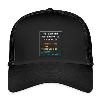 Vétérinaire, Réceptionniste, Vétérinaire, Secrétaire - Casquette trucker enfant - noir/noir - Devant