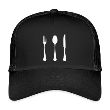 Cutlery Silhouette Design - Kids’ Trucker Cap - black/black - Front